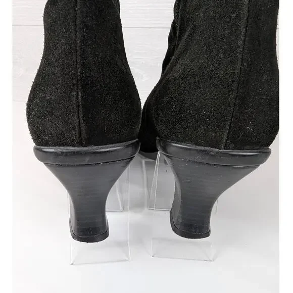 La Canadienne Waterproof Black Suede Heeled Ankle Boot Bootie 9